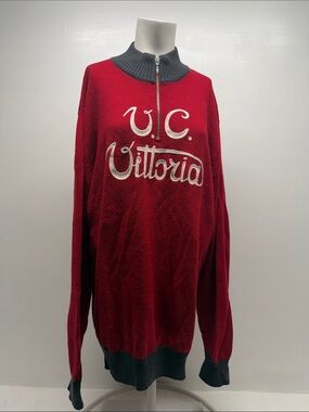 Woolistic UC Vittoria Sweater Sportswear Merino Wool Zip Mock Neck Ribbed Red XL